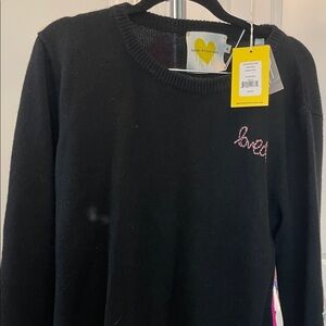 Black Sweater cashmere Kerri Rosenthal patchwork sweater M